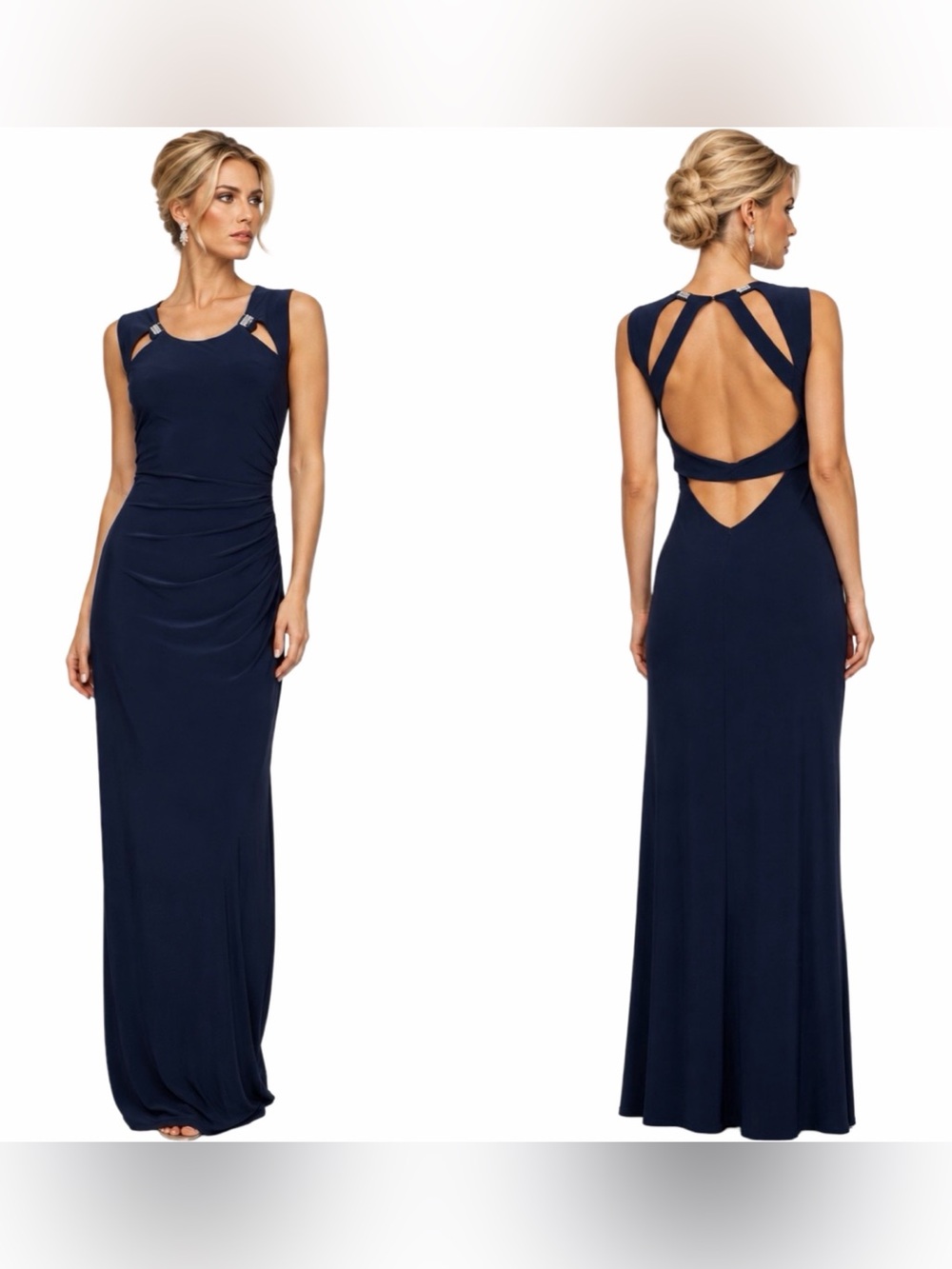 Navy Cutout Back Gown. EUC